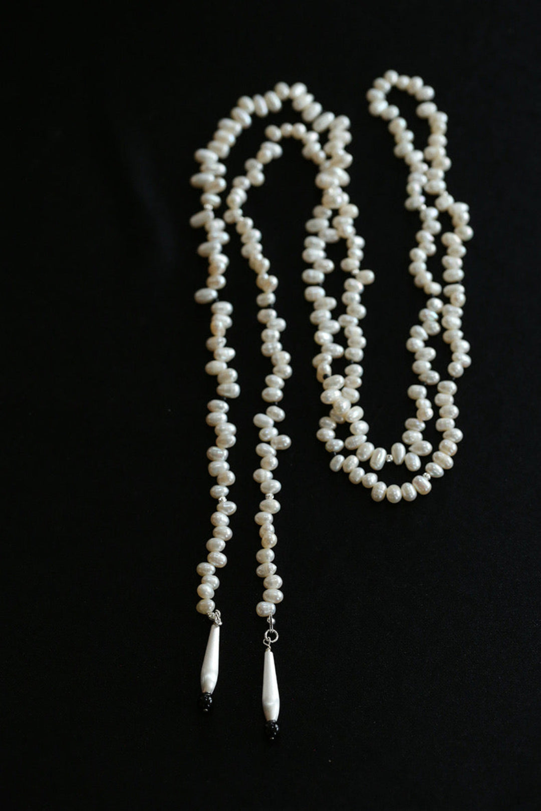 Interlaced Natural Pearl Long Necklace