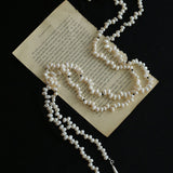 Interlaced Natural Pearl Long Necklace