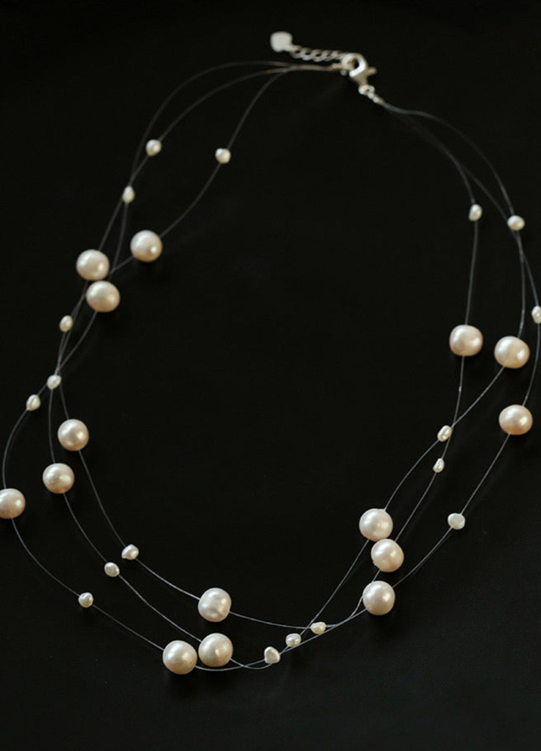 Three Layer Natural Freshwater Pearl Necklace 