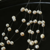 Suspended Handmade Invisible Thread Pearl Earrings