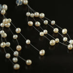 Suspended Handmade Invisible Thread Pearl Earrings