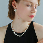 Natural Pearl Silver Bean Double Necklace