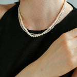 Natural Pearl Silver Bean Double Necklace