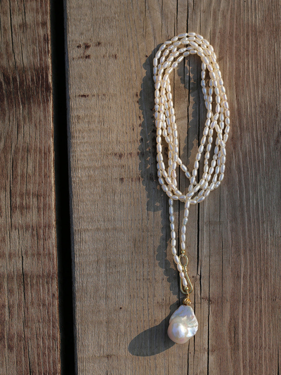 Long Necklace of Natural Baroque Pearls