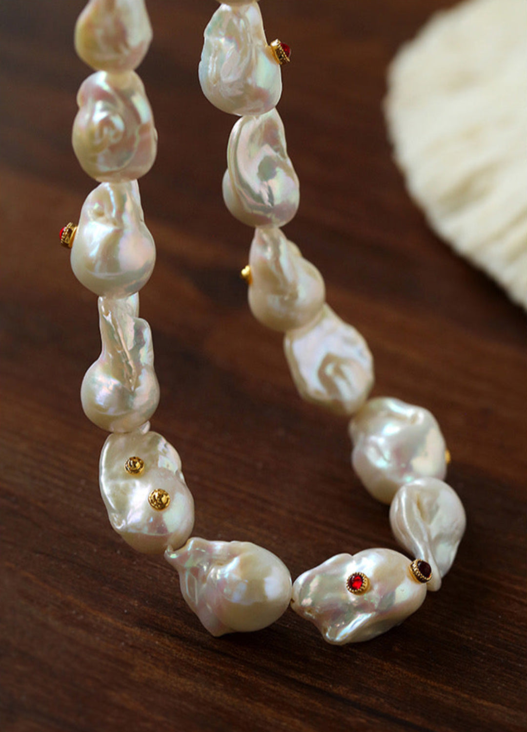 Vintage Crystal Set in Large Baroque Pearl Necklace