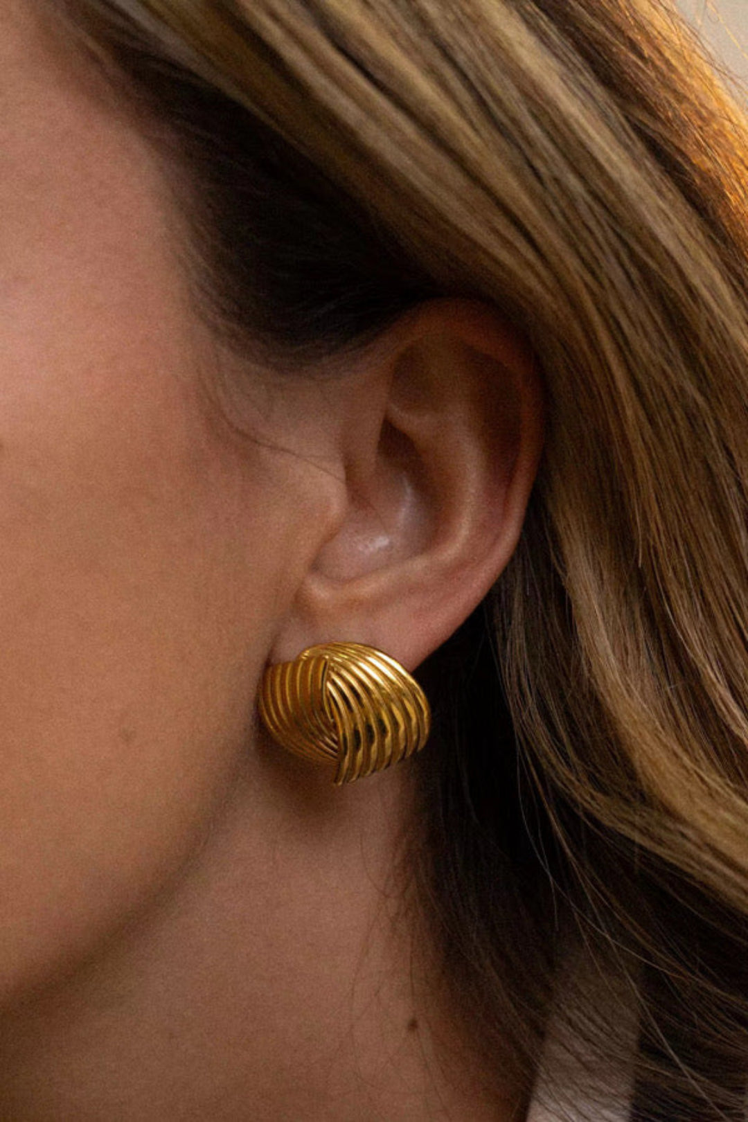 Spiral Striped Metal Stud Earrings