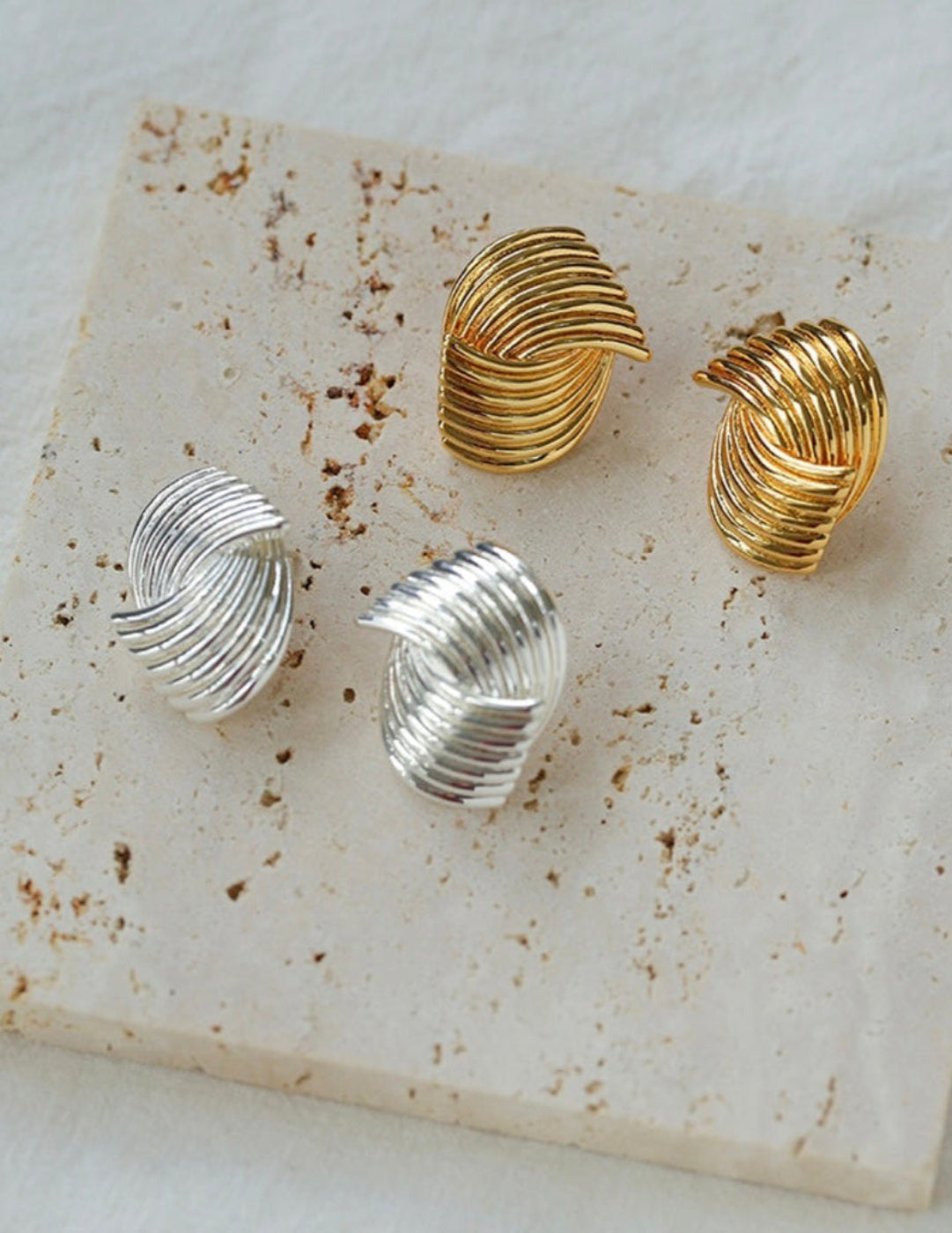 Spiral Striped Metal Stud Earrings