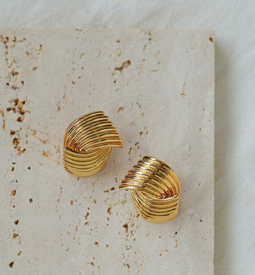 Spiral Striped Metal Stud Earrings