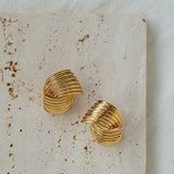 Spiral Striped Metal Stud Earrings