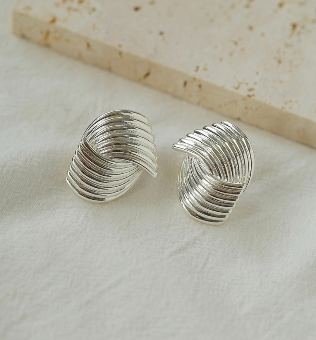 Spiral Striped Metal Stud Earrings