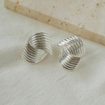 Spiral Striped Metal Stud Earrings