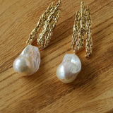 Vintage Lava Texture Natural Baroque Pearl Earrings