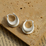 Simple S925 Silver Matte Gold Hoop Earring