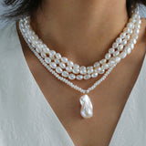 Simple Natural Baroque Pearl Rice Bead Necklace