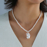 Simple Natural Baroque Pearl Rice Bead Necklace