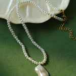 Simple Natural Baroque Pearl Rice Bead Necklace