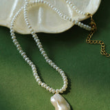 Simple Natural Baroque Pearl Rice Bead Necklace