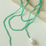 Natural Baroque Pearl Green Agate Beaded Necklace