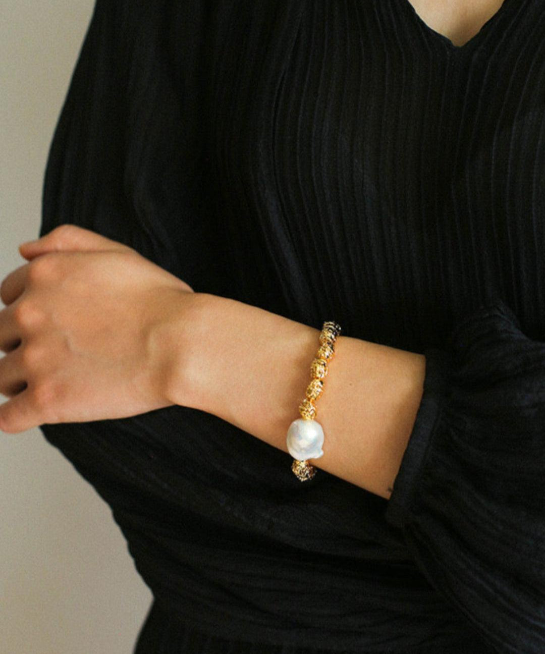 Metal Bean natural Baroque pearl Bracelets - Gembea Jewelry