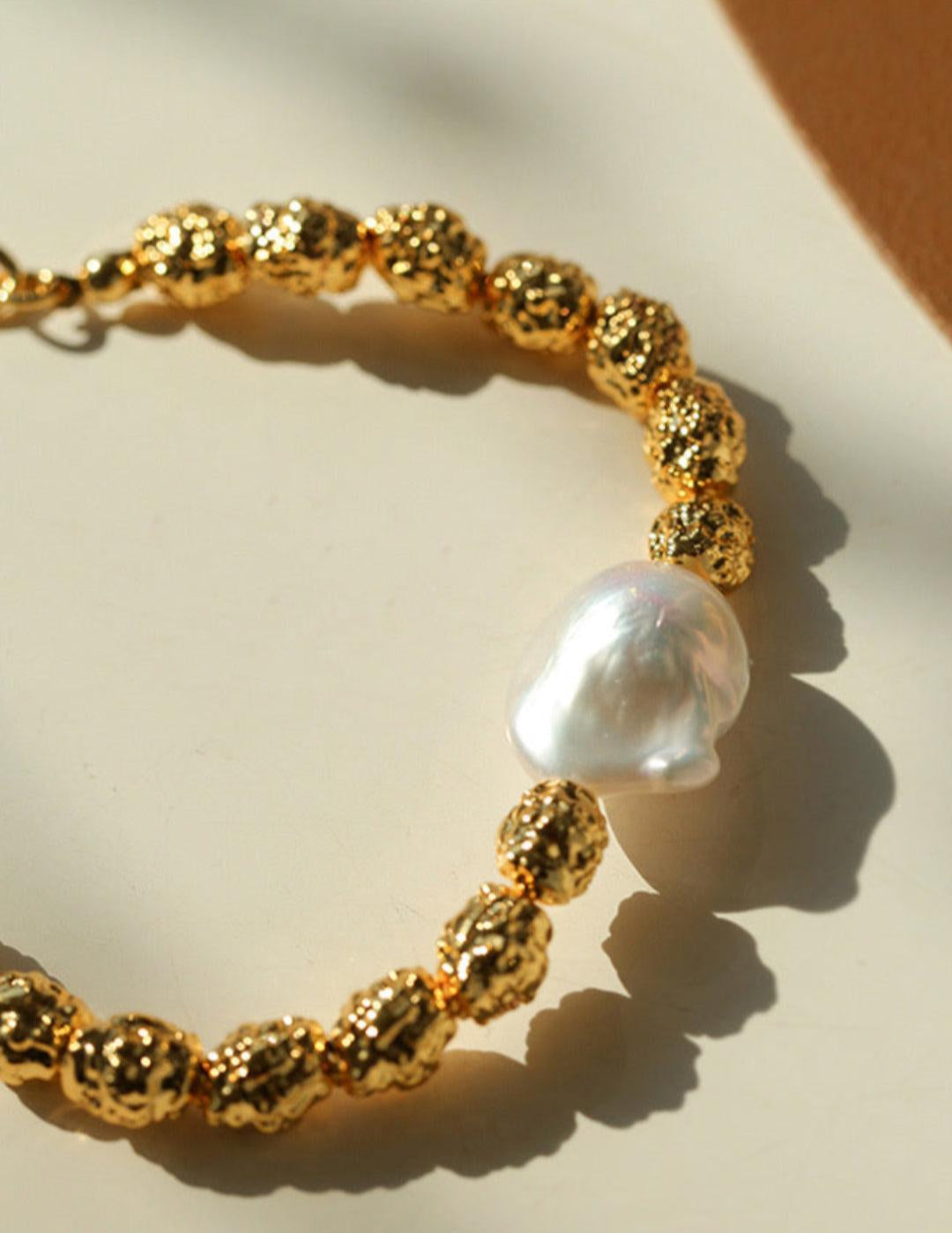 Metal Bean natural Baroque pearl Bracelets - Gembea Jewelry