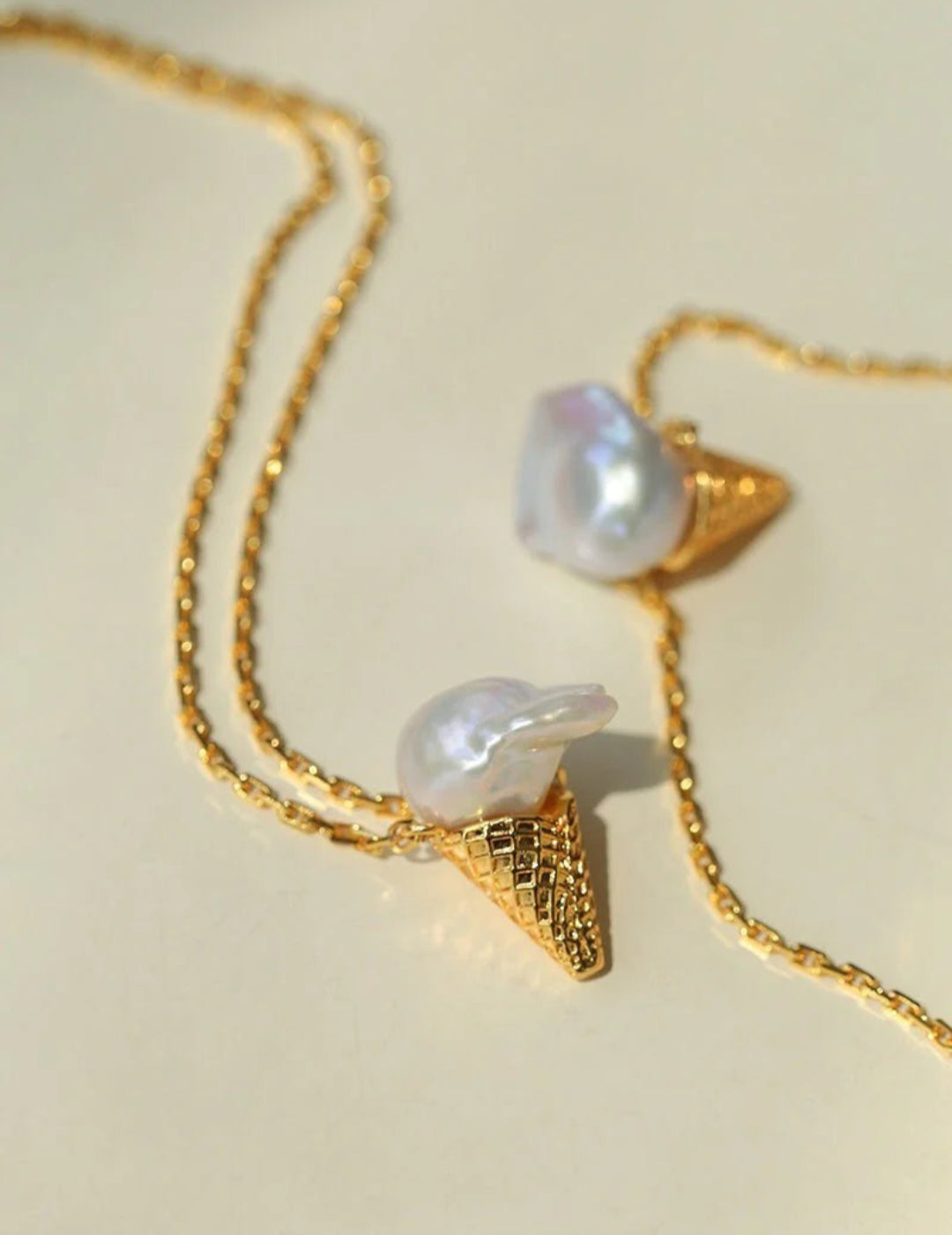 Ice Cream Cone Baroque Pearl Necklace gembea jewelry