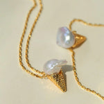 Ice Cream Cone Baroque Pearl Necklace gembea jewelry