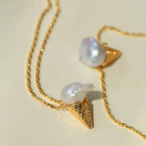 Ice Cream Cone Baroque Pearl Necklace gembea jewelry
