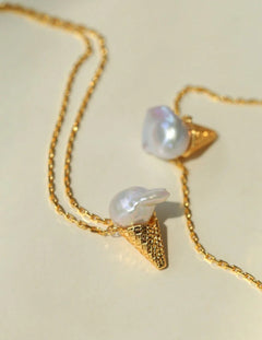 Ice Cream Cone Baroque Pearl Necklace gembea jewelry