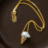 Natural Baroque Pearl Ice Cream Cone Necklace - Gembea Jewelry