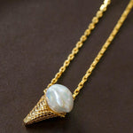 Natural Baroque Pearl Ice Cream Cone Necklace - Gembea Jewelry