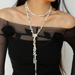 Interlaced Natural Pearl Long Necklace - Gembea Jewelry