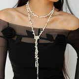 Interlaced Natural Pearl Long Necklace - Gembea Jewelry