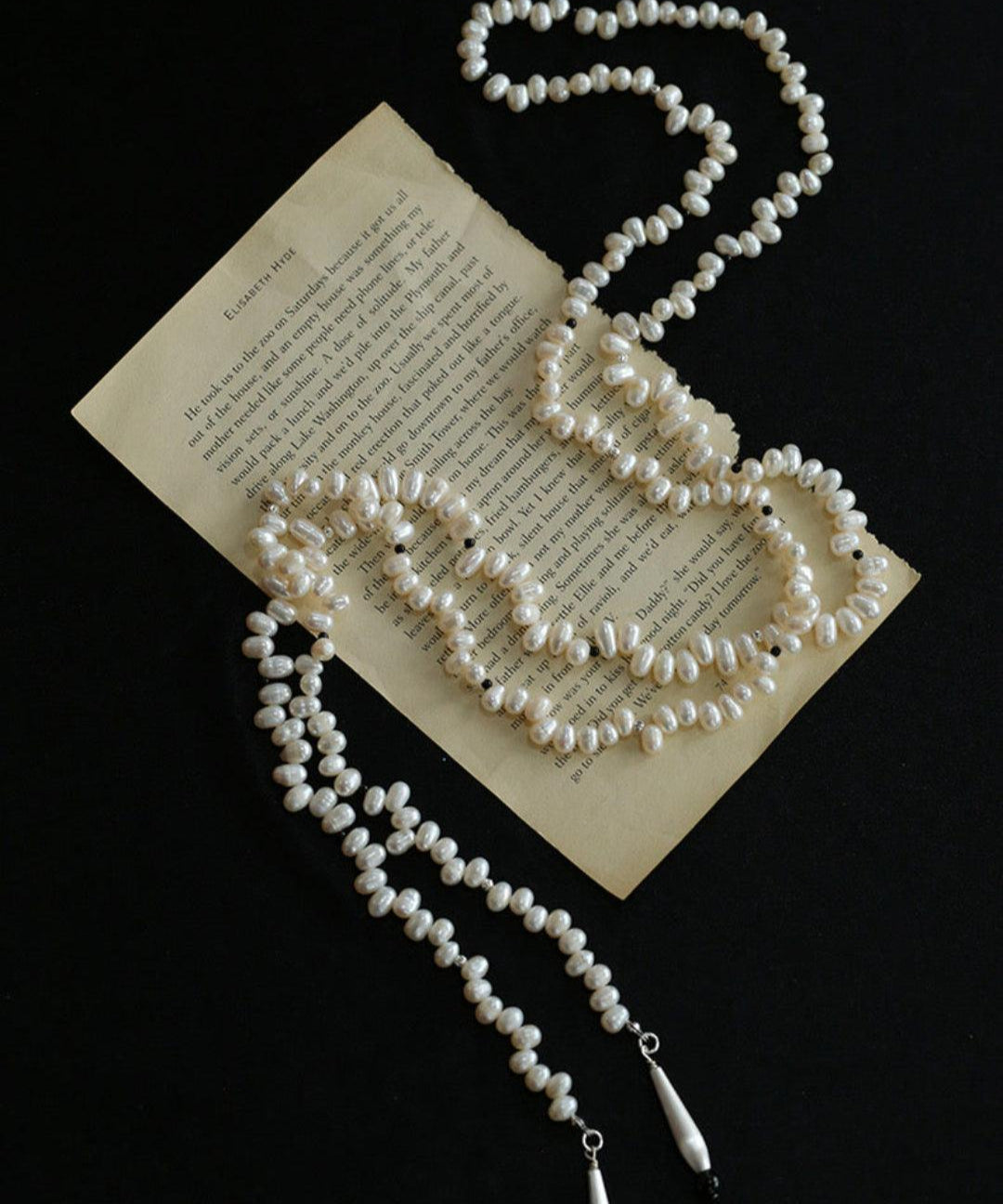 Interlaced Natural Pearl Long Necklace - Gembea Jewelry