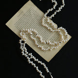 Interlaced Natural Pearl Long Necklace - Gembea Jewelry