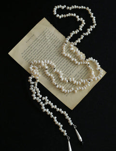 Interlaced Natural Pearl Long Necklace - Gembea Jewelry