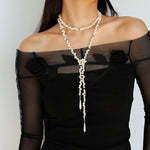 Interlaced Natural Pearl Long Necklace - Gembea Jewelry