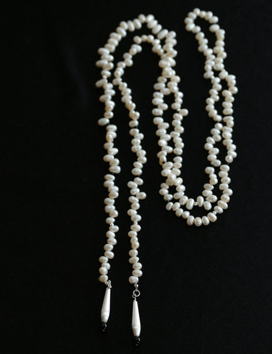 Interlaced Natural Pearl Long Necklace - Gembea Jewelry