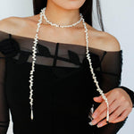 Interlaced Natural Pearl Long Necklace - Gembea Jewelry