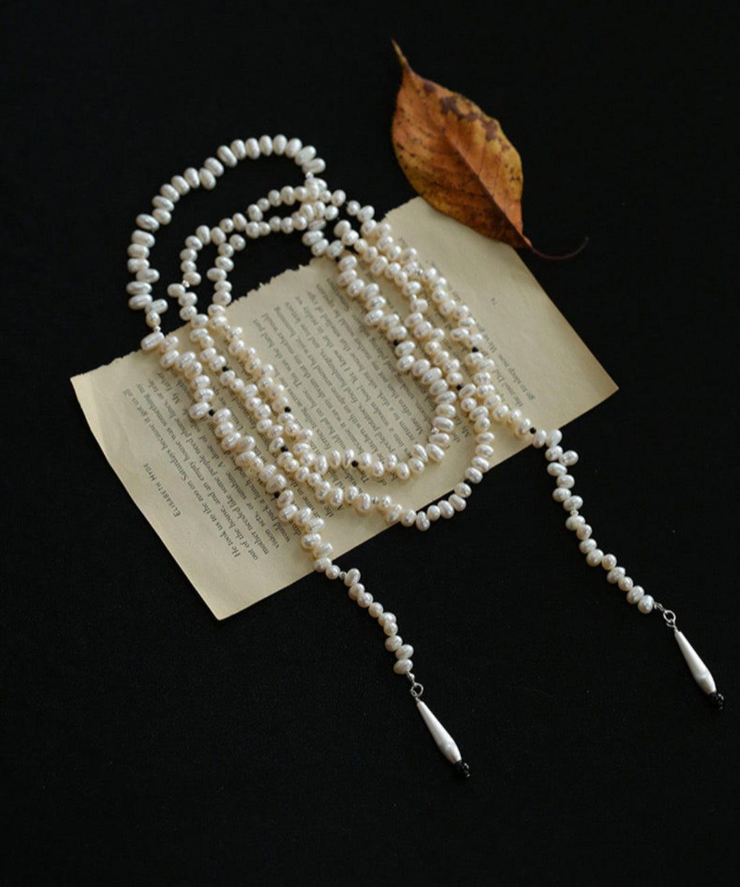 Interlaced Natural Pearl Long Necklace - Gembea Jewelry