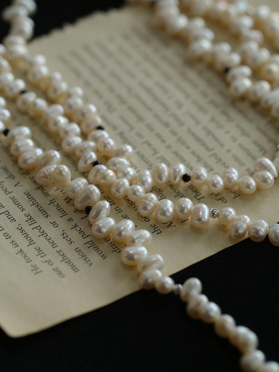 Interlaced Natural Pearl Long Necklace - Gembea Jewelry