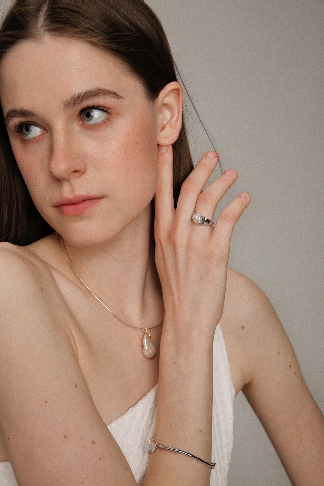 Gembea Jewelry Irregular Baroque Pearl Wide Sterling Silver Ring