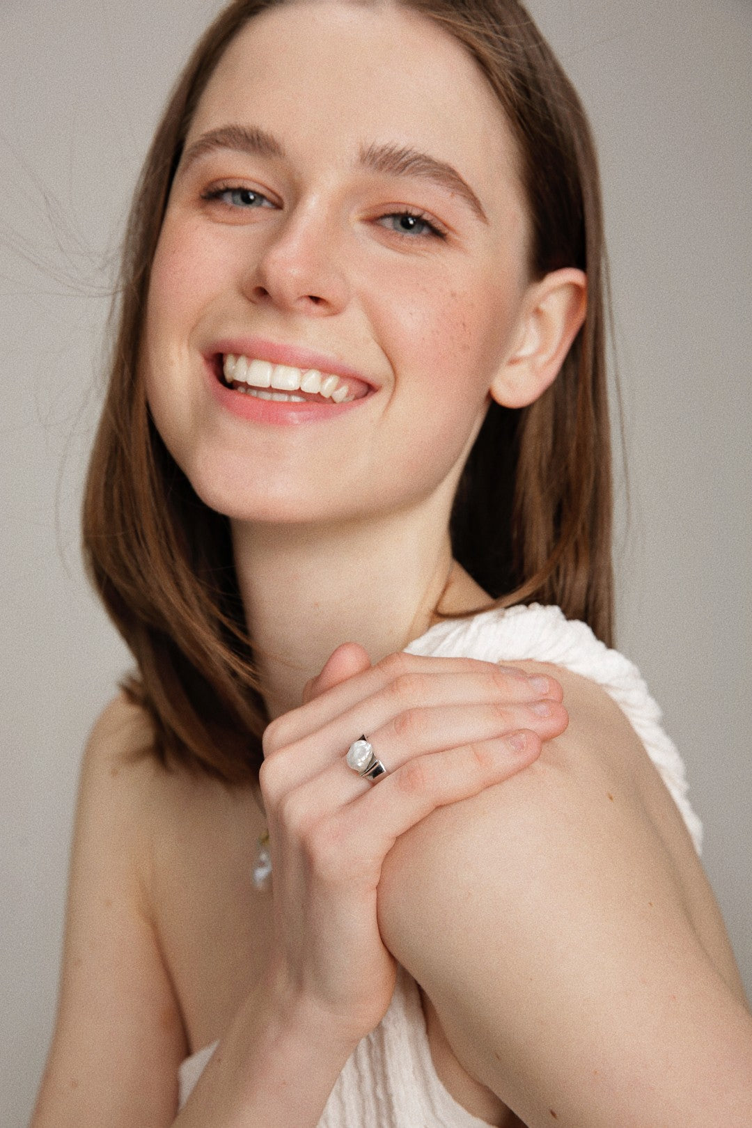 Gembea Jewelry Irregular Baroque Pearl Wide Sterling Silver Ring