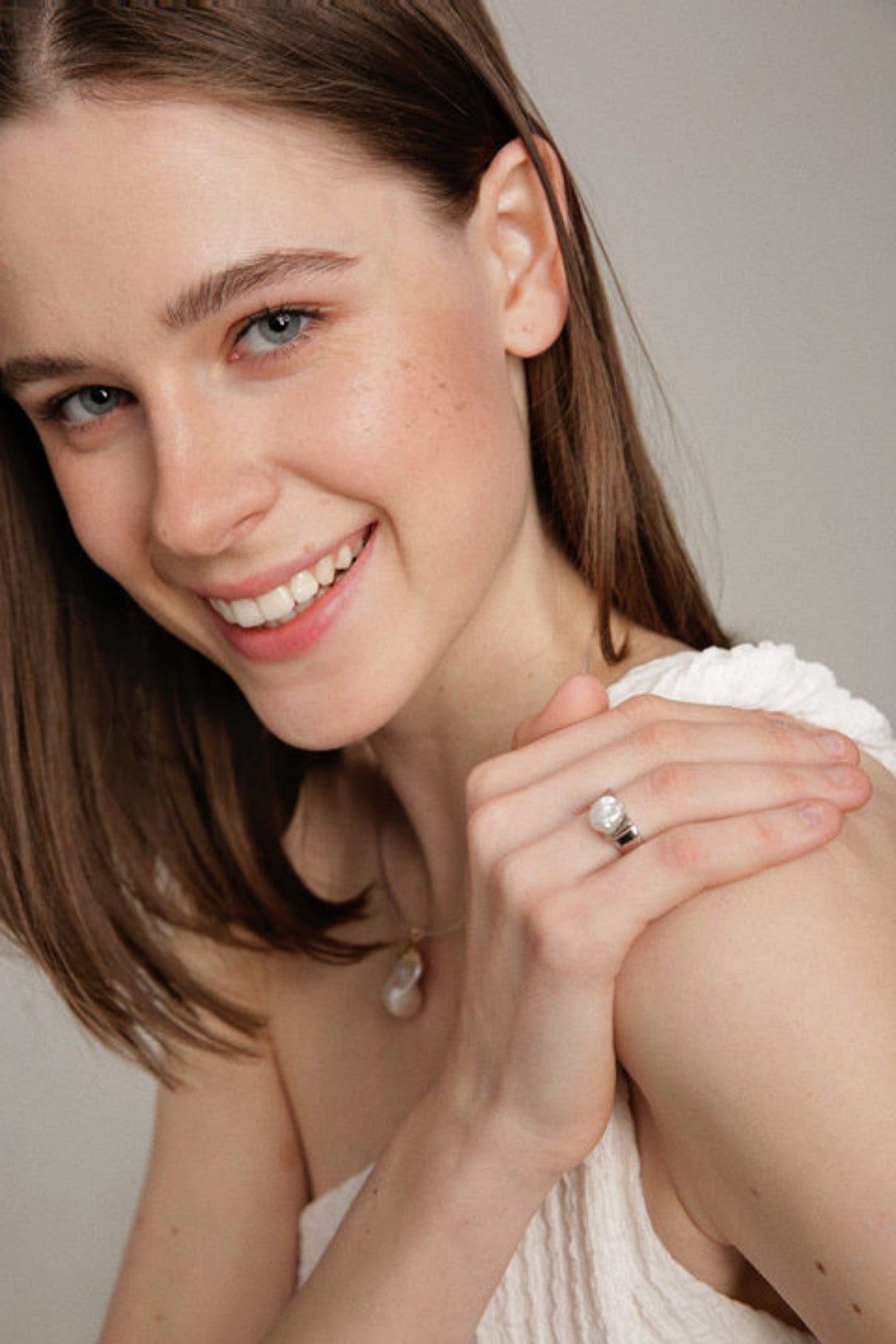 Gembea Jewelry Irregular Baroque Pearl Wide Sterling Silver Ring