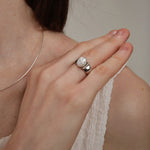 Gembea Jewelry Irregular Baroque Pearl Wide Sterling Silver Ring