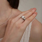 Gembea Jewelry Irregular Baroque Pearl Wide Sterling Silver Ring