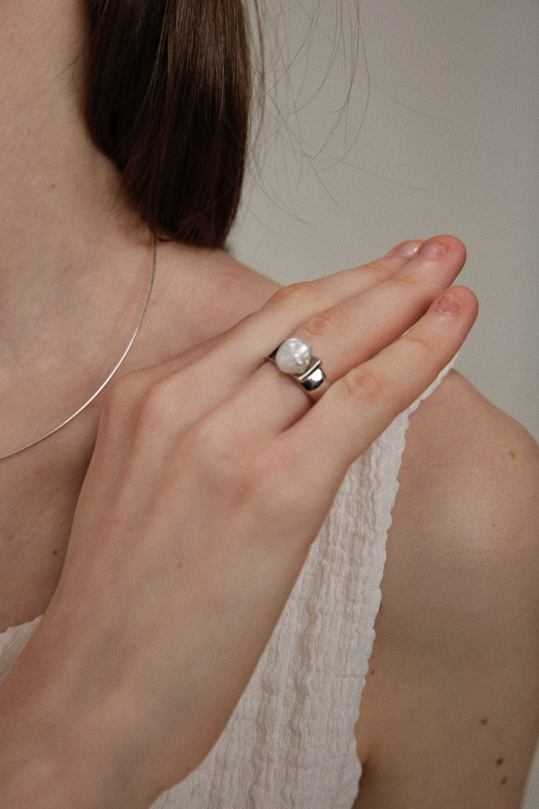 Gembea Jewelry Irregular Baroque Pearl Wide Sterling Silver Ring
