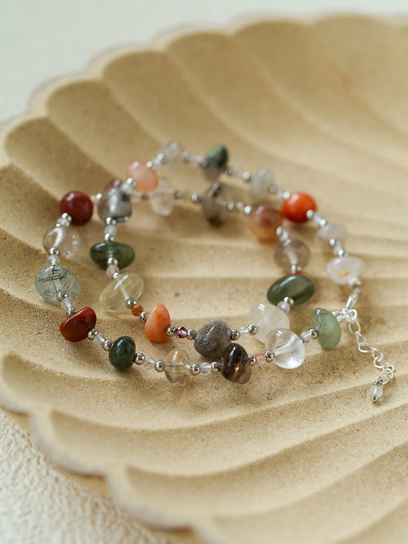 Irregular Colored Crystal Quartz Beaded Bracelet gembea jewelry
