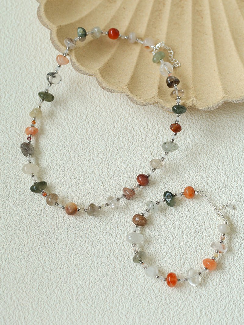 Irregular Colored Crystal Quartz Beaded Bracelet gembea jewelry