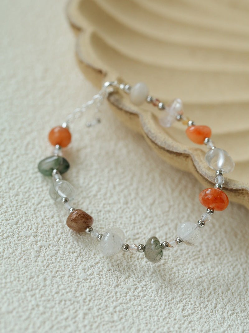 Irregular Colored Crystal Quartz Beaded Bracelet gembea jewelry