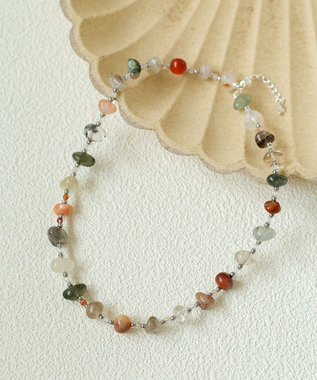 Irregular Colored Crystal Quartz Beaded Necklace gembea jewelry